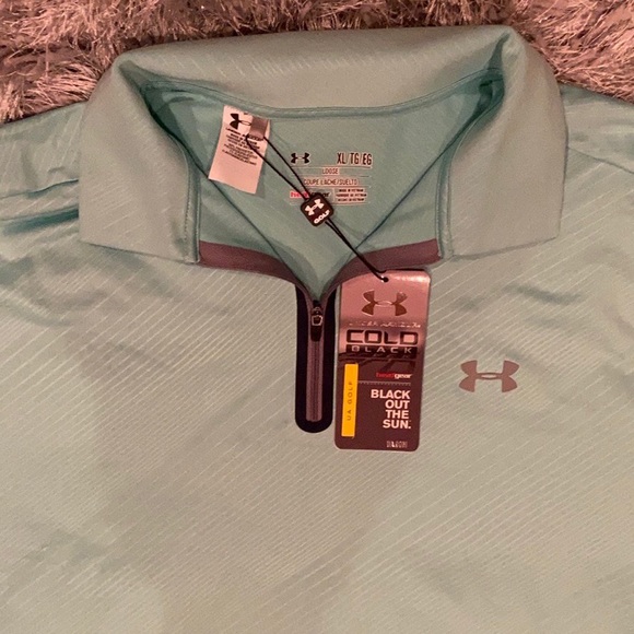 NWT UA Under Armour Golf Cold Black Polo XL zip - Picture 2 of 7